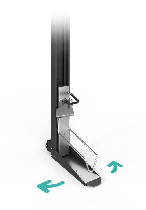 biohort bike lift in dark gray with bike stand and swivel device