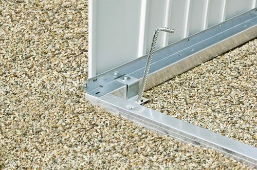 Biohort Aluminium Floor Frame CasaNova Softub Switzerland. An aluminum floor frame fixed on a stone floor with hooks.