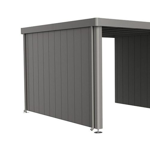 Dunkelgraue Seitenwand für Seitendach eines Gartenhauses