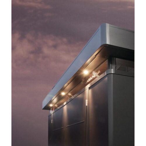 Biohort Preparation for Outdoor Lighting Softub Switzerland. Exterior lighting under a small canopy that illuminates the outbuilding CasaNova.