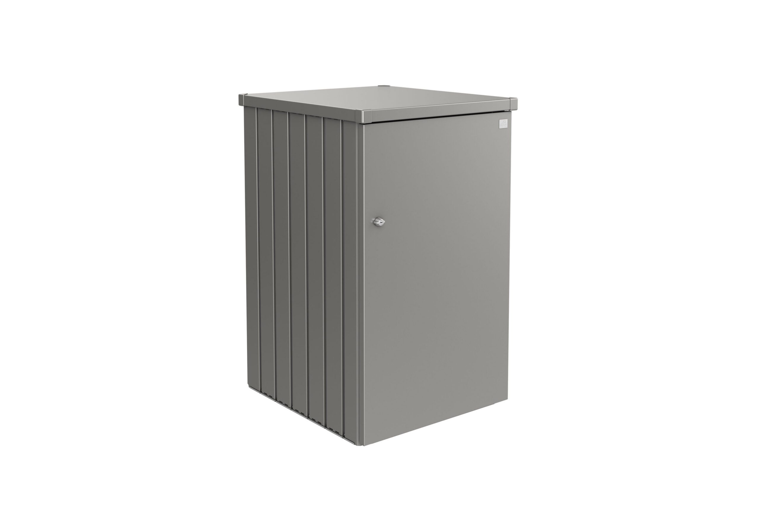 dunkelgraue Abfallbox aus Metall