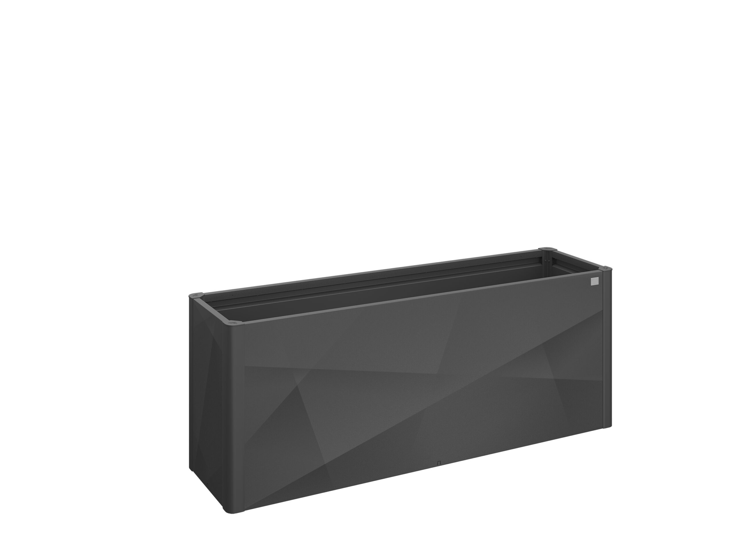 Dunkelgraues Pflanzbeet mit X Design Oberfläche