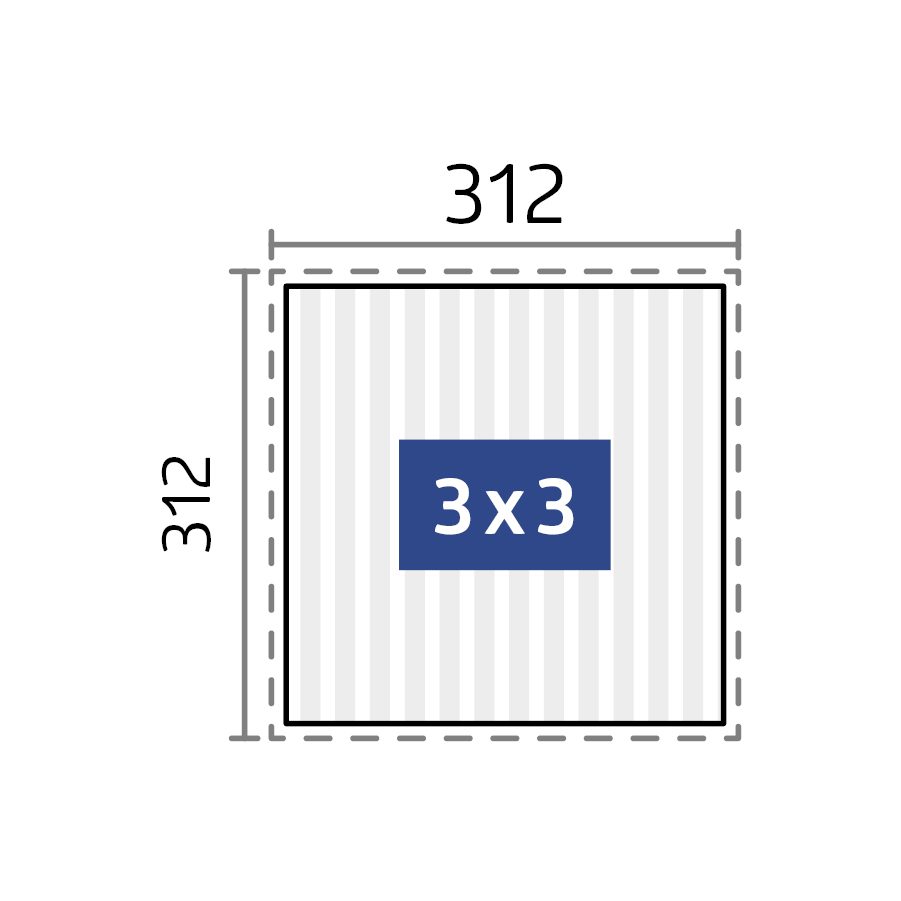 Biohort Pergola Grössendarstellung 3 x 3